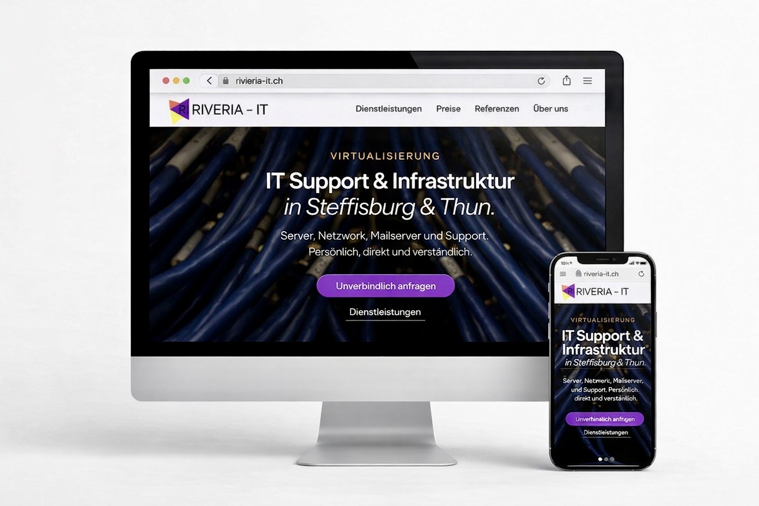 Webseite Darstellung auf Laptop und Smartphone